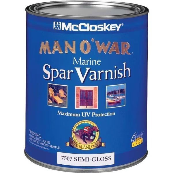 Man O' War 080000005 Marine Spar Varnish, SemiGloss, Clear, Liquid, 1 qt, Can, Mccloskey, Mfr#: 7507